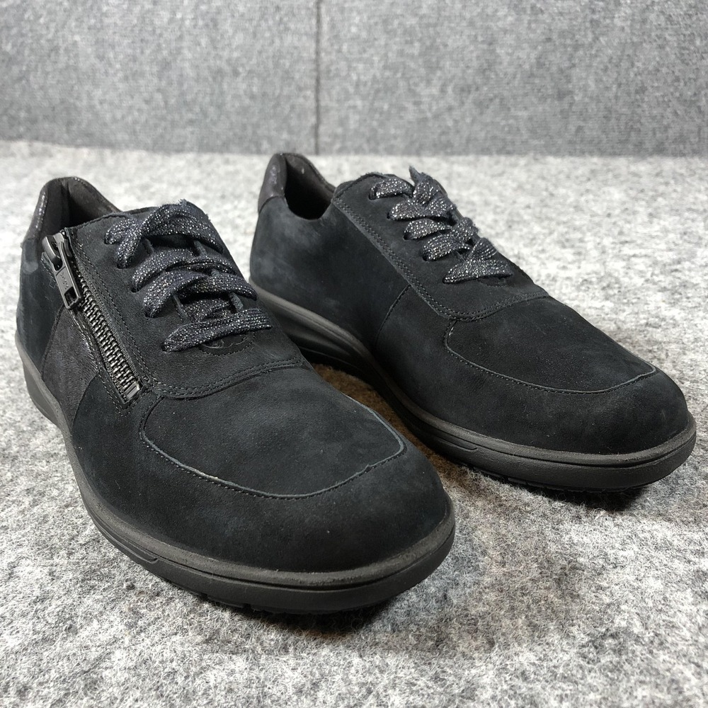 Solidus Heaven Shoes Womens 6.5 Black Suede H Wide Zip Comfort Sneakers